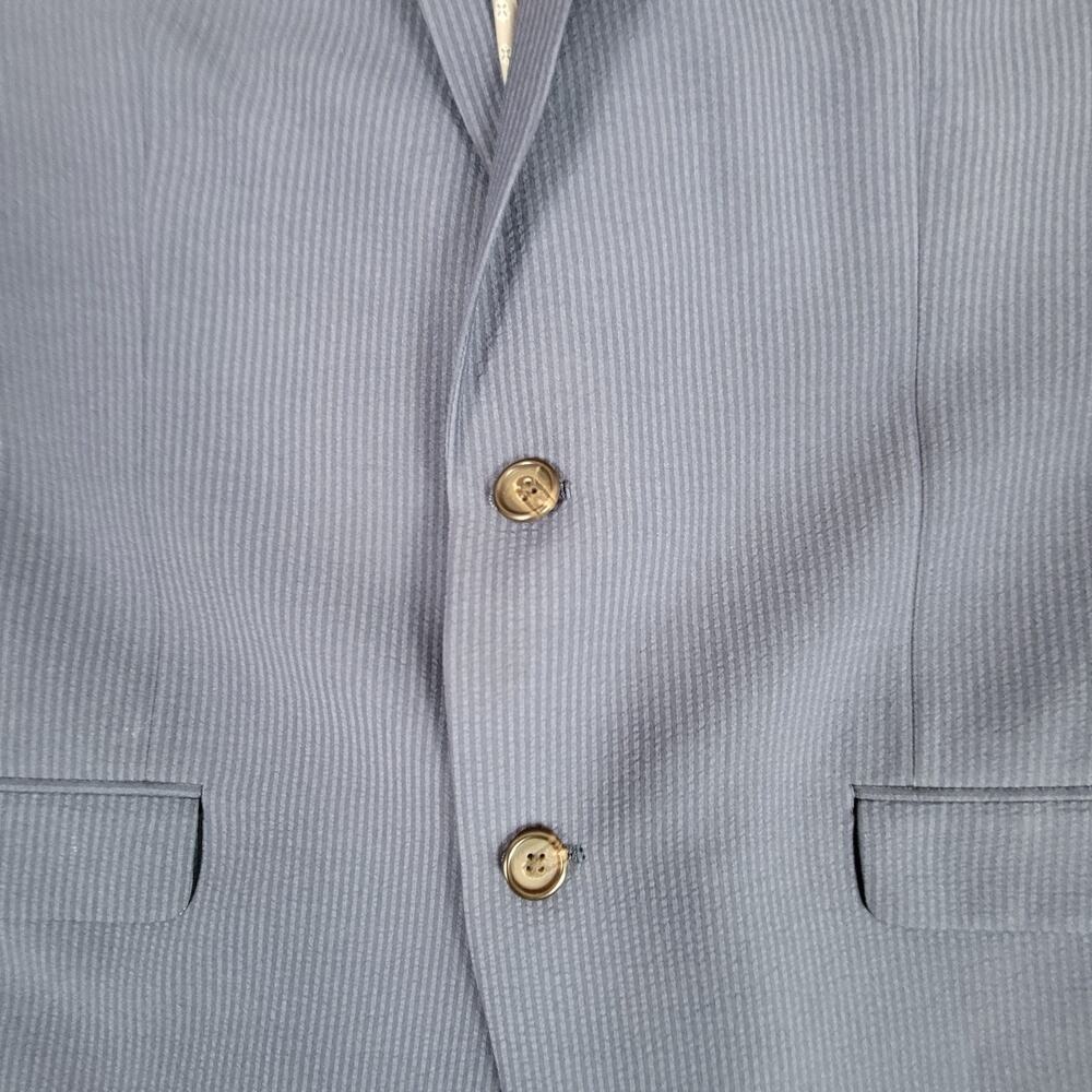 Ralph Lauren Green Label Textured Navy Mens 44L Blazer Sport Jacket Pinstripe - Picture 3 of 13